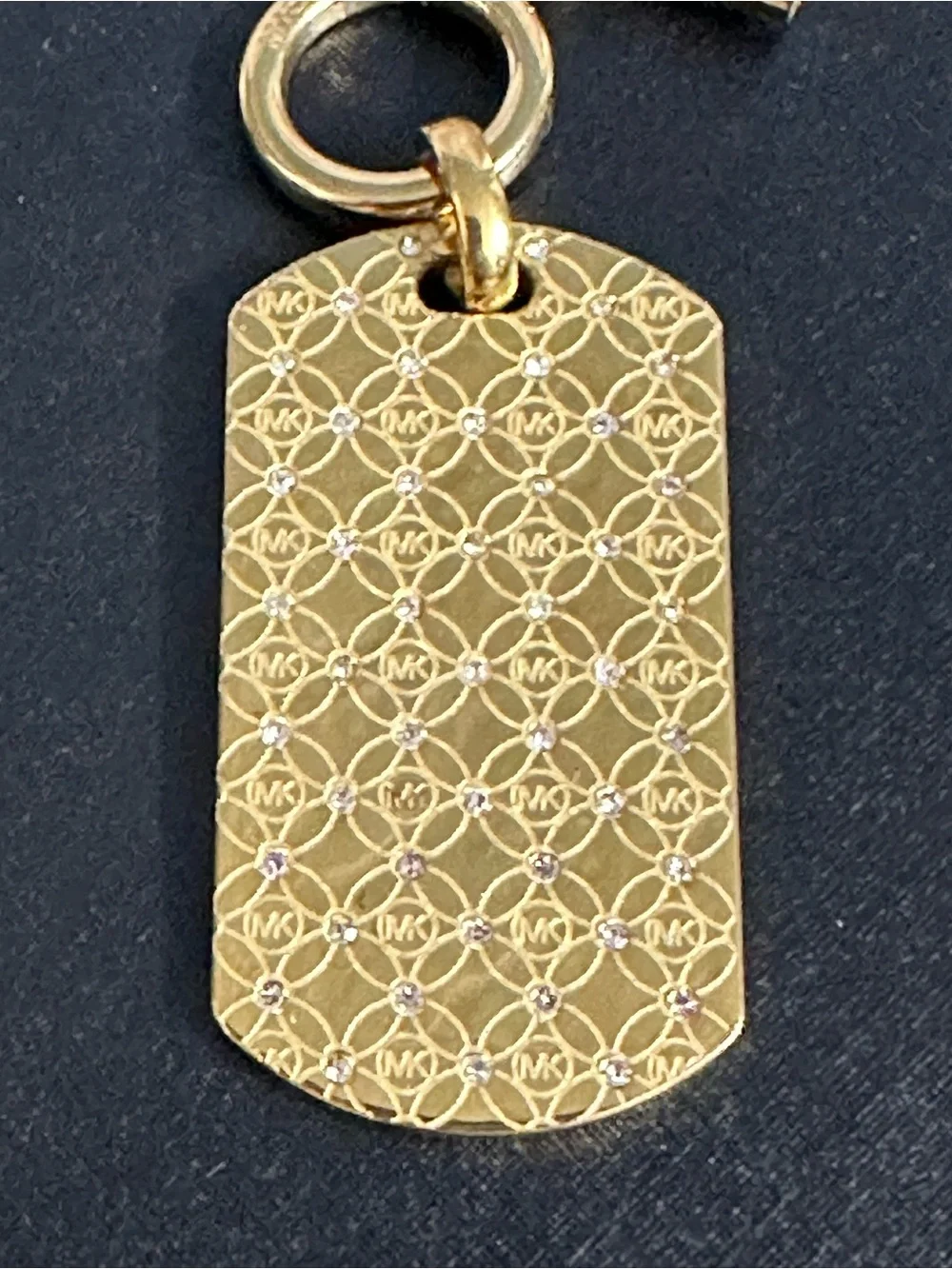 Michael Kors Gold Patterned Dog Tag Toggle Necklace